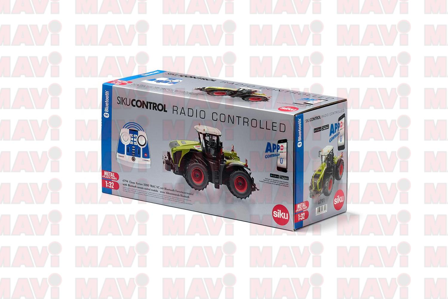 Jucarie Siku, tractor Claas Xerion 5000 Trac Vc cu telecomanda si aplicatie pt control cu Bluetooth, 1:32, 256x111x128 mm # 6794