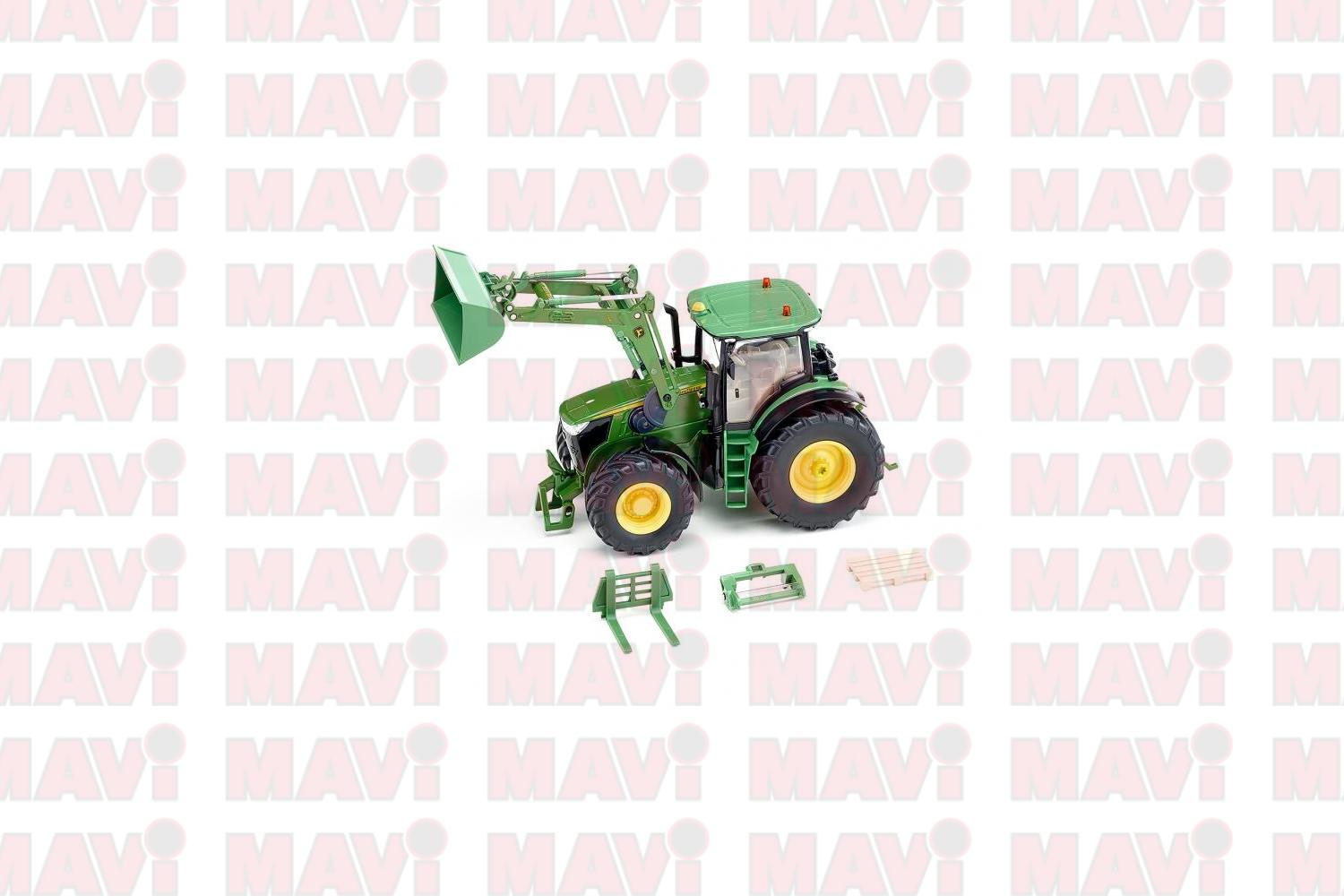 Jucarie Siku tractor John Deere 7310R, cu incarcator frontal si aplicatie pentru control cu Bluetooth 1:32, 220x90x130 mm # 6792