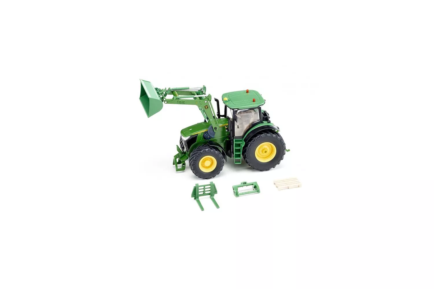 Jucarie Siku tractor John Deere 7310R, cu incarcator frontal si aplicatie pentru control cu Bluetooth 1:32, 220x90x130 mm # 6792