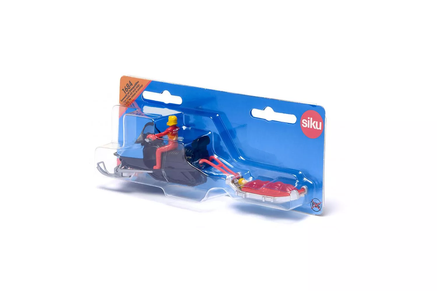 Jucarie Siku, snow mobile cu sanie de salvare, 177x38x48 mm # 1684