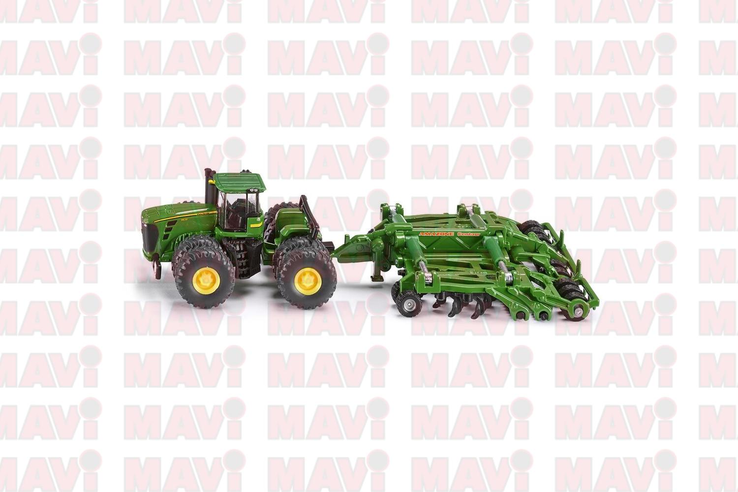 Jucarie Siku, tractor John Deere 9630 cu remorca Amazone Centaur, 1:32, 177x86x43 mm # 1856