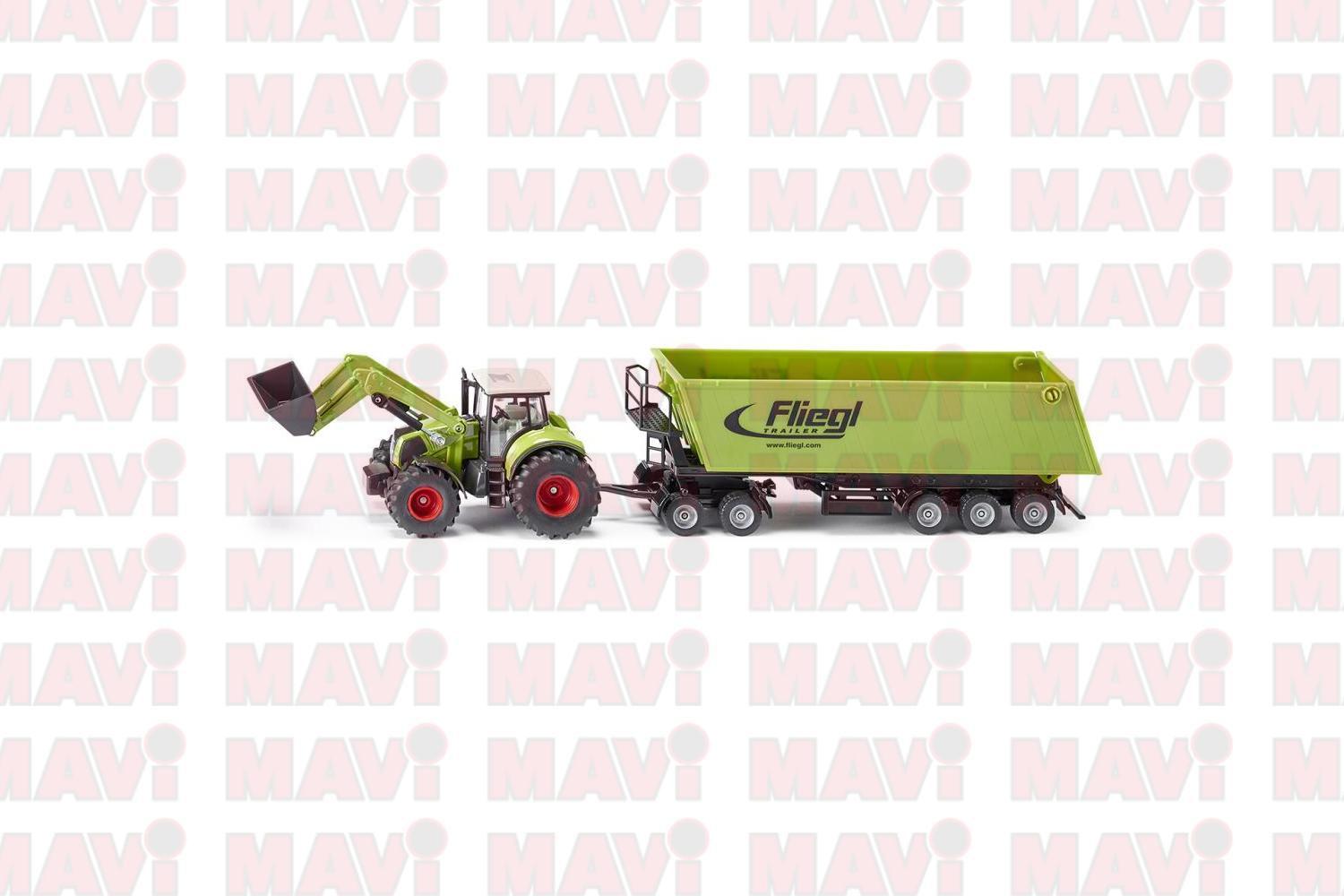 Jucarie Siku, tractor cu incarcator frontal si remorca, 1:50, 420x115x65 mm # 1949