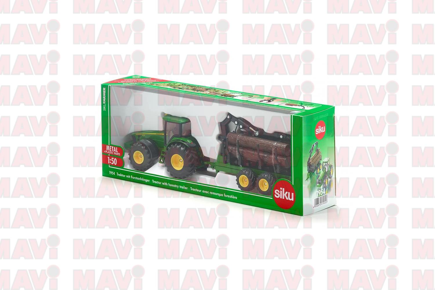 Jucarie Siku, tractor cu remorca forestiera, 1:50, 255x53x108 mm # 1954