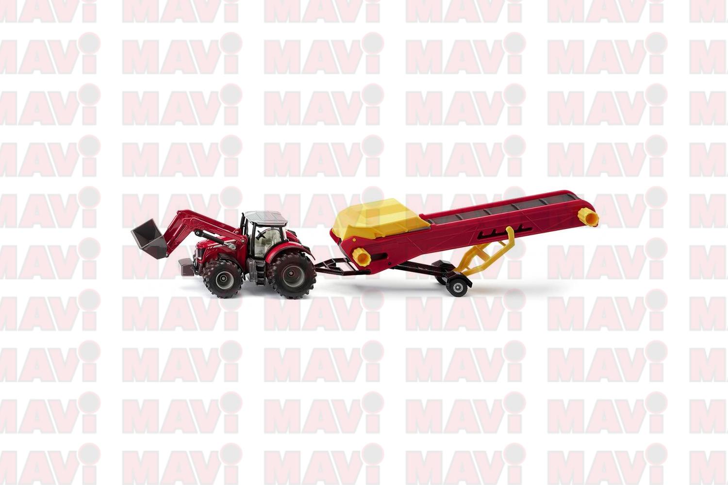 Jucarie Siku, tractor Massey Ferguson cu remorca conveior, 1:32, 420x80x60 mm # 1996