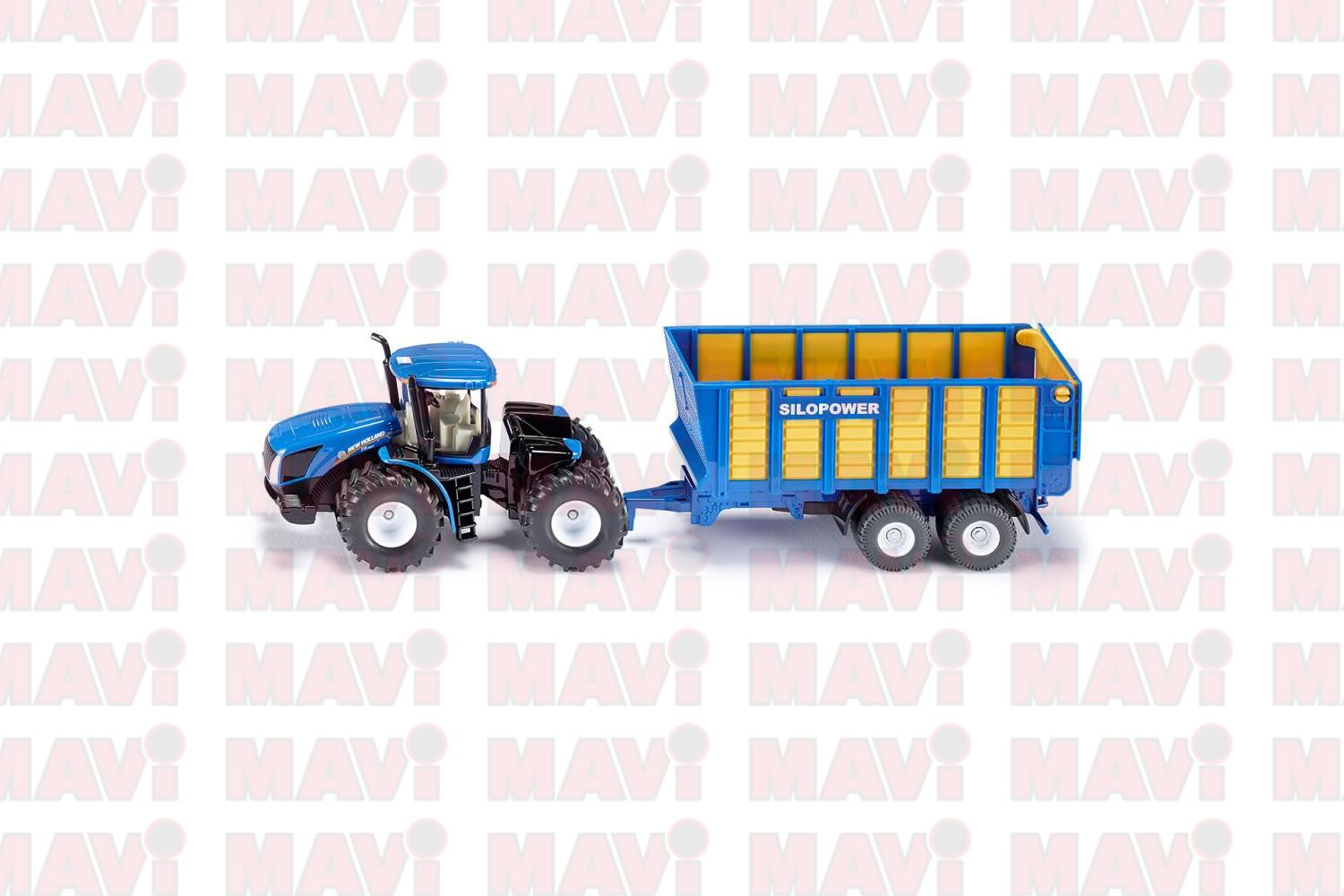 Jucarie Siku, tractor New Holland cu remorca, 1:50, 385x115x65 mm # 1947