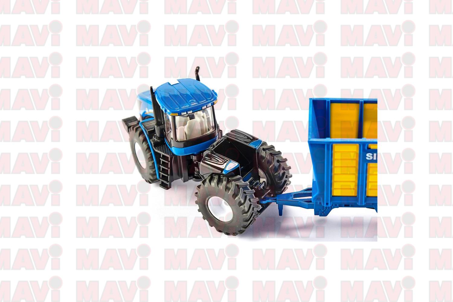 Jucarie Siku, tractor New Holland cu remorca, 1:50, 385x115x65 mm # 1947