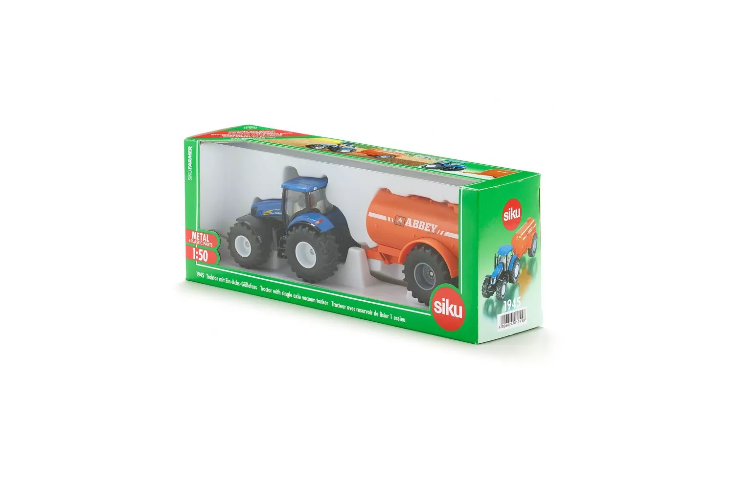 Jucarie Siku, tractor New Holland cu cisterna, 1:50, 277x105x70 mm # 1945