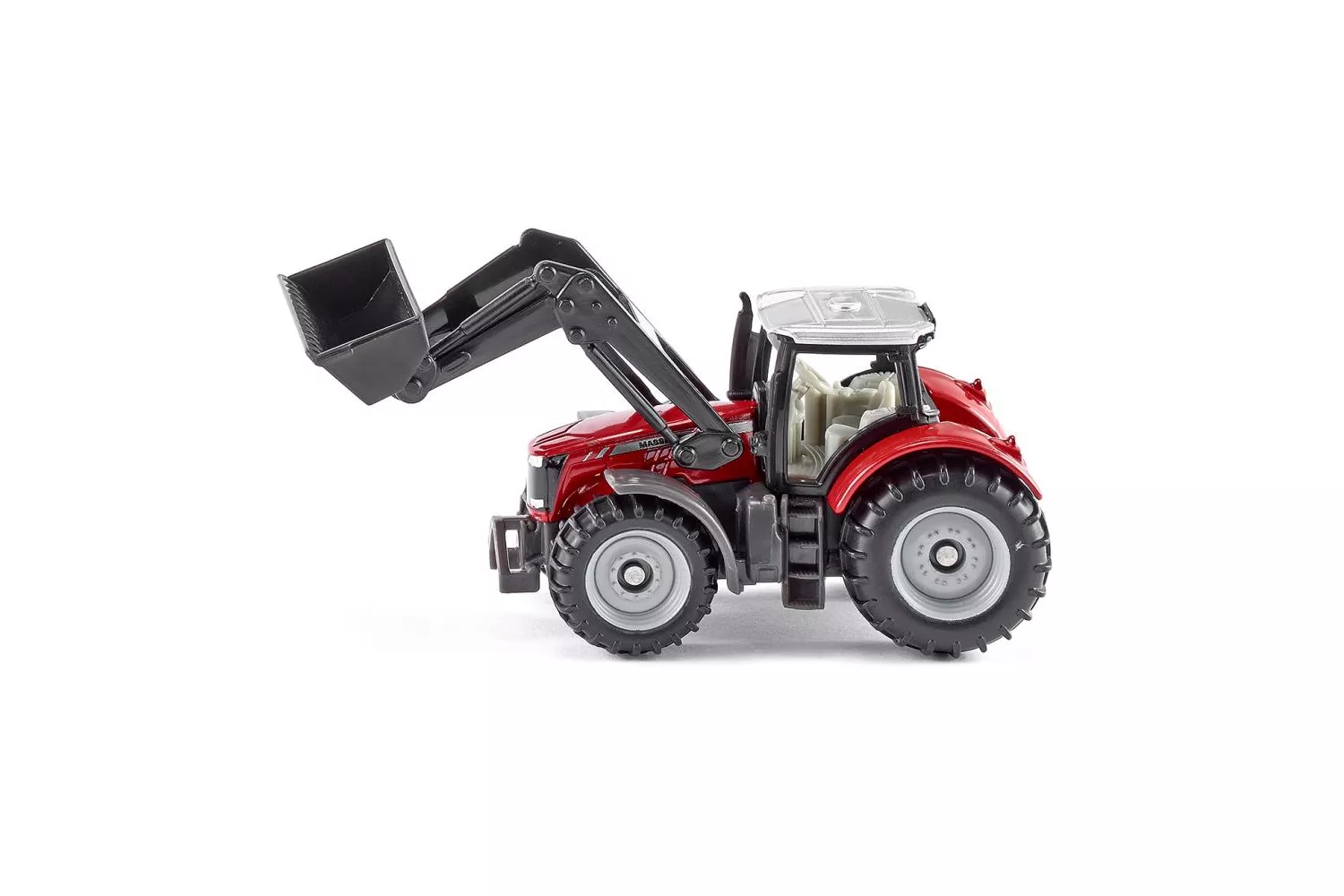 Jucarie Siku, tractor Massey Ferguson cu incarcator frontal, 1:87, 90x35x40 mm # 1484