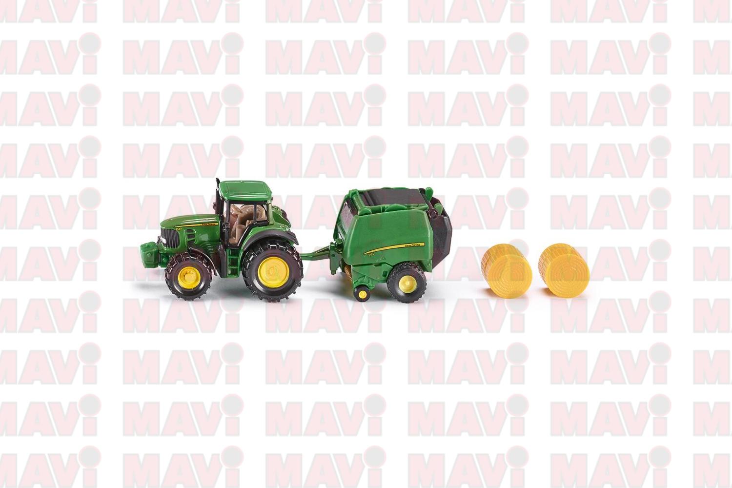 Jucarie Siku, tractor John Deere balotiera si baloti, 1:87, 190x78x40 mm # 1665