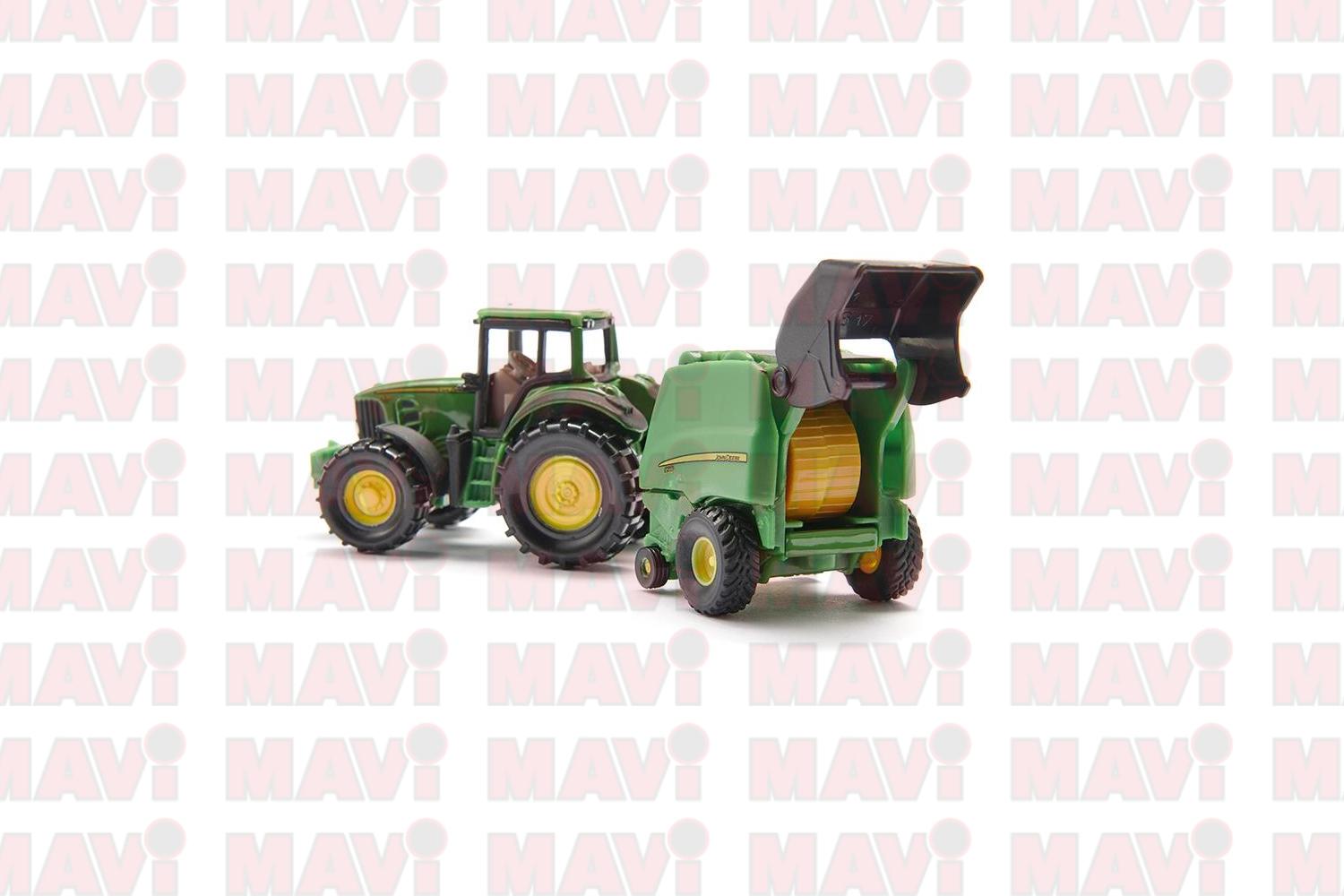 Jucarie Siku, tractor John Deere balotiera si baloti, 1:87, 190x78x40 mm # 1665