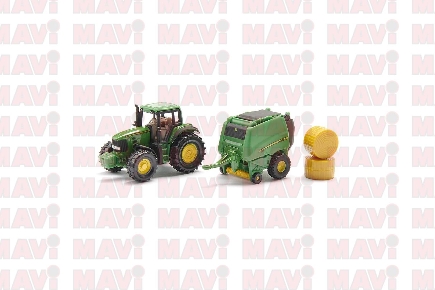 Jucarie Siku, tractor John Deere balotiera si baloti, 1:87, 190x78x40 mm # 1665