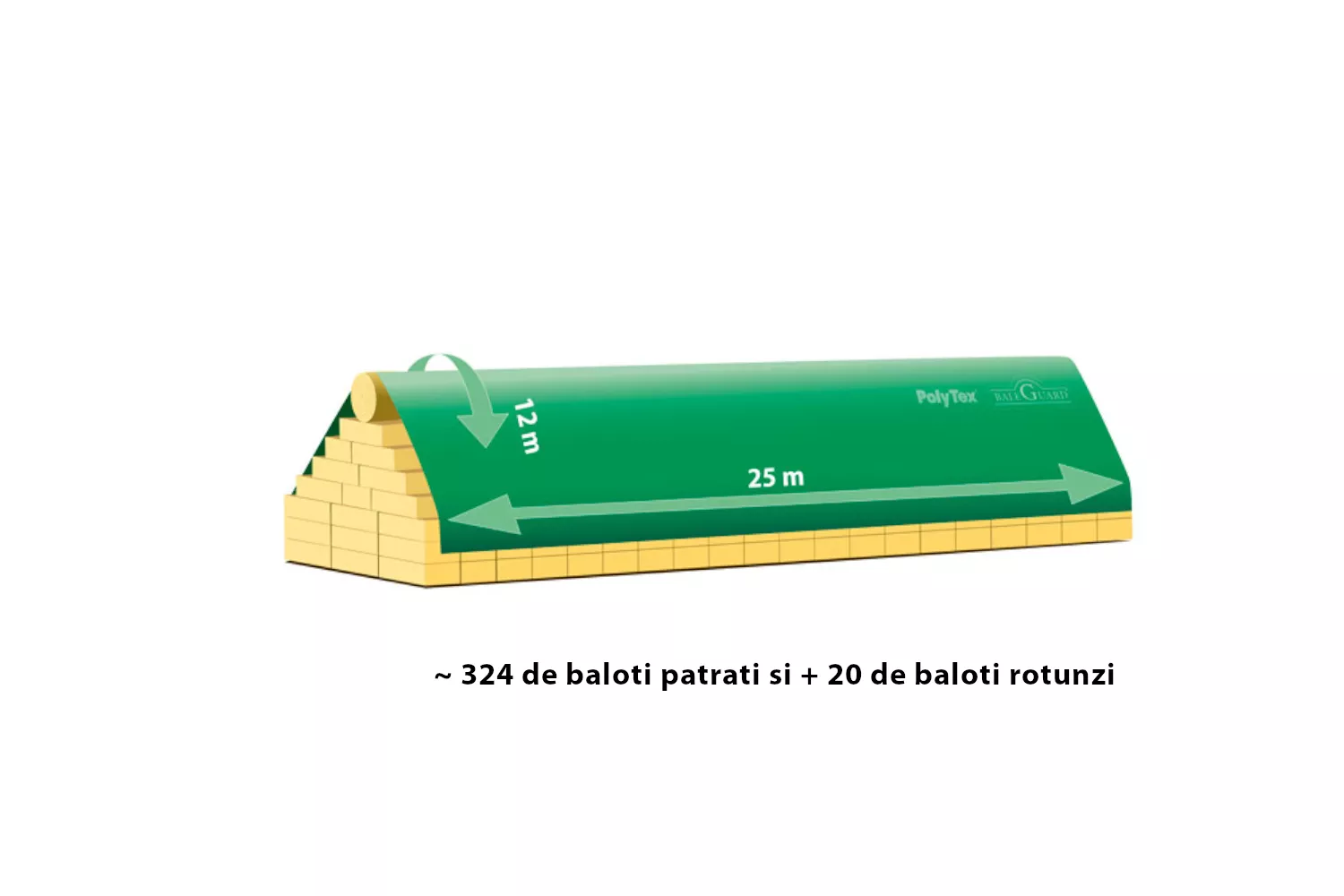 Prelata protectie baloti BaleGuard, lungime 25 m, latime 12 m, grosime 140 g/mp # 26120250