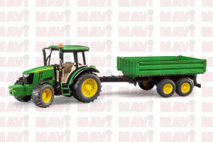 Jucarie Bruder, tractor John Deere 5115M cu remorca, 1:16, 585x275x268 mm  # 02108