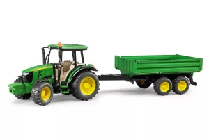 Jucarie Bruder, tractor John Deere 5115M cu remorca, 1:16, 585x275x268 mm  # 02108