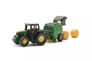 Jucarie Siku, tractor cu presa de balotat, 1:87, 190x78x40 mm # 1665
