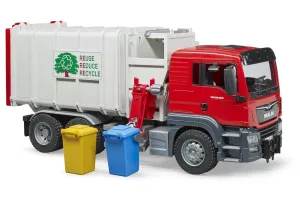 Jucarie Bruder, incarcator lateral Man Tgs pentru camioane cu containere, 1:16, 540x190x257 mm # 03761