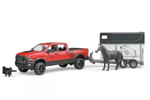 Jucarie Bruder, pickup Ram 2500 Power Wagon cu remorca si 1 cal, 1:16, 742x170x185 mm # 02501