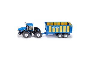 Jucarie Siku, tractor New Holland cu remorca, 1:50, 385x115x65 mm # 1947
